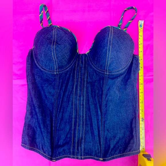 BRA,CORSET,TWO GARTERS JESSICA SIMPSON denim alike NEW WITH TAGS 34/36 C - Picture 3 of 16